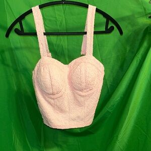 No Boundaries NWOT Baby Pink Bra-let Crop Top w/Lace Detail M